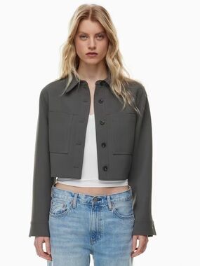 Aritzia Wilfred Little Cropped Jacket Coal Gray Sz 2XS NWT MSRP $198